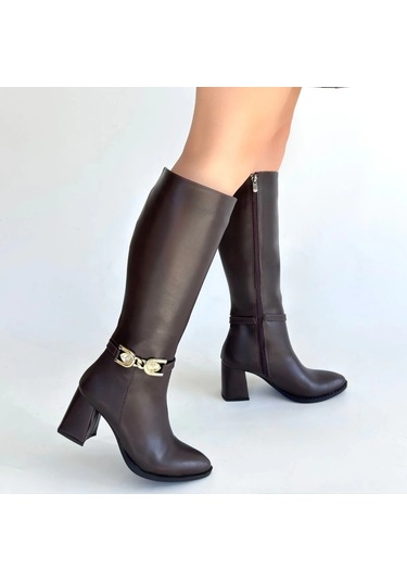 Biçomi Mooni Kahverengi Cilt Topuklu Çizme Çok Renkli