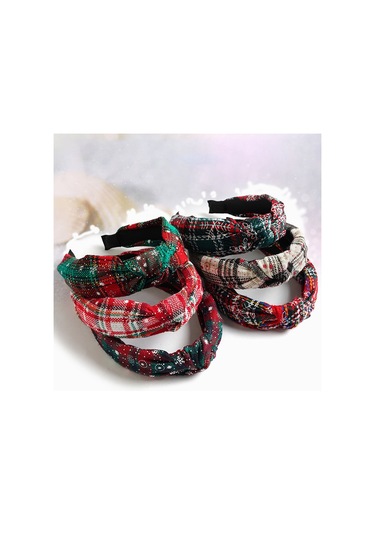 Noel Düğümlü Kafa Bandı Kar Tanesi Ekose Saç Halkası Kafa Bandı Saç Aksesuarları Çok  Renkli