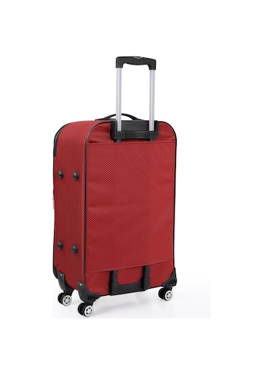 Oleets 8 Tekerli Su Geçirmez Kumaş Büyük Boy Valiz Bordo