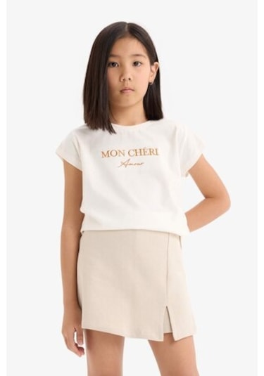 DeFacto Kız Çocuk 2'li Takım Baskılı Kolsuz Tişört Şort Etek E1260A825SMER233 Ekru DeFacto Kız Çocuk 2'li Takım Baskılı Kolsuz Tişört Şort Etek E1260A825SMER233 Ekru