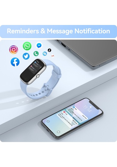 Geeroyoo JZR-GY Nabız Uyku Takipçili Ip68 Adım Kalori Sayacı Spor Aktivite Takipçisi Mavi Akıllı Saat (İthalatçı Garantili)