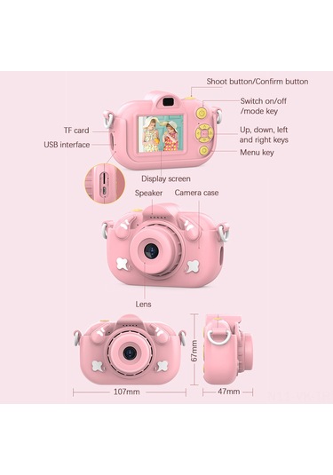 Vkemall Mavi Çocuklar Dijital Kamerası - 12mp 1080p, Ön Arka Çift Kamer, 2.0" Ips Ekran, Otomatik Odak,  İçin Dahili Pil