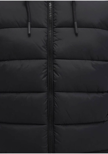 Mavi Kapüşonlu Şişme Siyah Erkek Yelek M0110604-71379 Siyah