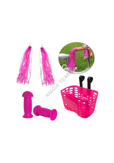 Hsgl Bisiklet Pembe Askılı Sepet Püskül Elçik Sele Bisiklet konfo