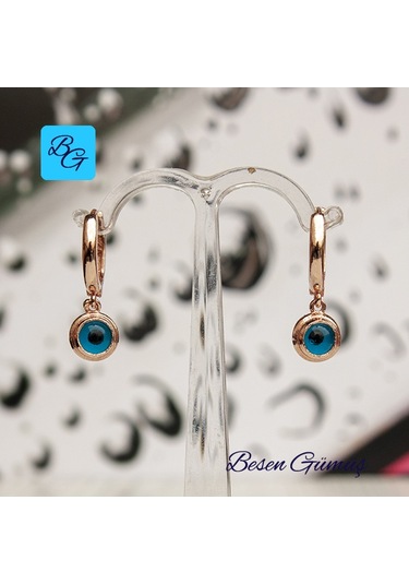 Nazar Boncuğu Sallantılı Halka Küpe Gümüş