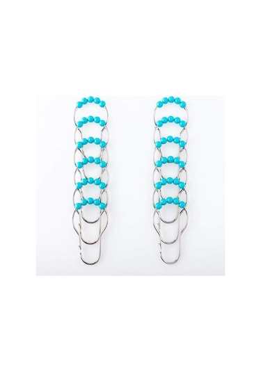 2'li Duş Perdesi Kanca Halkası, Paslanmaz Çelik Duş Perdesi Halkaları Ve Kancaları - 24'lü Set, Mavi Diğer