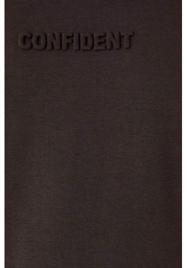 Koton Bisiklet Yaka Sweatshirt Slogan Baskılı Uzun Kollu Pamuklu İnterlok Kumaş 001