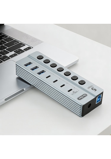 Go Des Gd-9212 7 İn 1 Çoklu Type-c Ve Usb Hub Çoğaltıcı Gri
