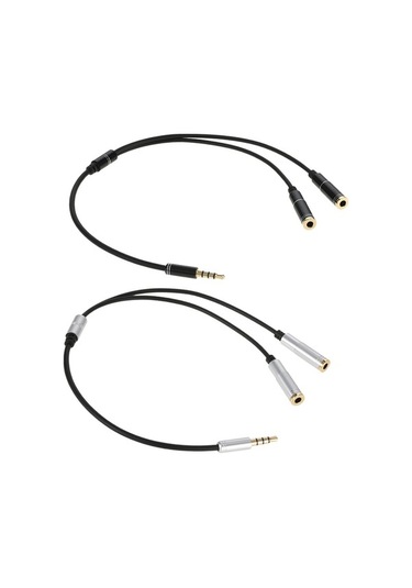 Sandwich 3.5mm Girişli 2 Çıkışlı Ses Ayırıcı Kablosu Gümüş, 31cm Uzunluk, Yüksek Kaliteli