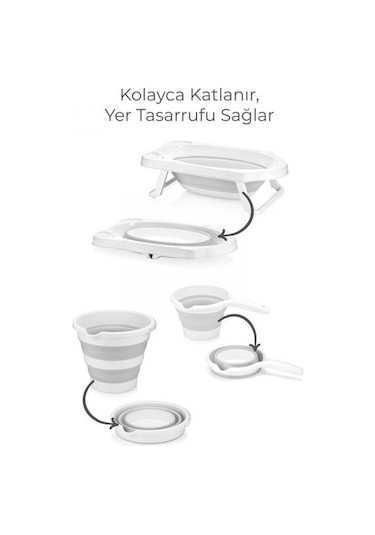 Hobby Life Katlanabilir Bebek Küvet Seti Gri