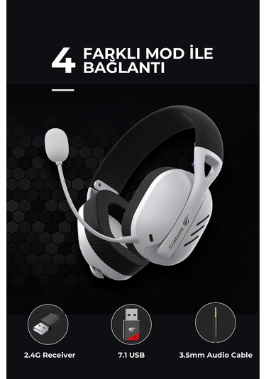 Gamenote Fuxi-h3 Gaming Oyuncu Mikrofonlu Kulaklığı 7.1 - 4 Modlu Bt, 2.4ghz, Type-c, 3.5mm
