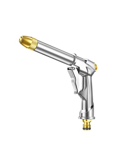 Singree Dayanıklı Metal Bahçe Hortumu Nozulu - Yüksek Basınçlı, Ayarlanabilir Su Püskürtme Gümüş