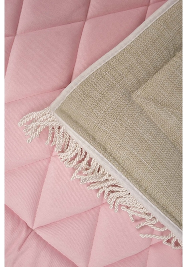 Pembe Kapitone Dolgulu Lüks Seccade 65x115 Cm