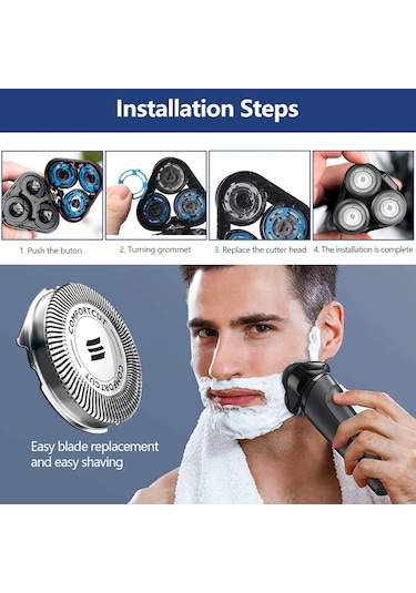 Philips Elektrikli Tıraş Makinesi Sh30 Sh50 S500 S5000 S5050 İle Uyumlu 6 Adet Sh50 Yedek Tıraş Başlığı, Orijinal Olmayan Erkek Elektrikli Tıraş Başlıkları