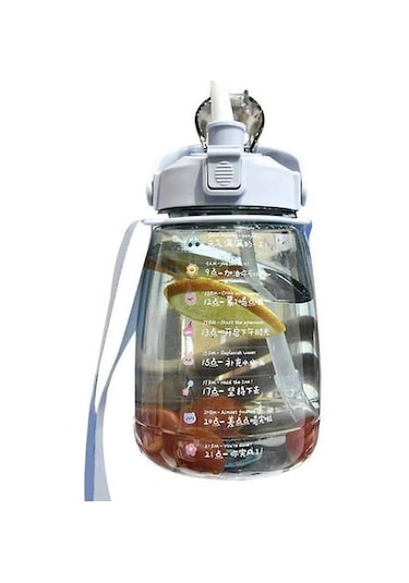 1.6l Shap İle Büyük Su Şişesi, Çocuk Sevimli Plastik Su Şişesi Mavi 007 Kahverengi