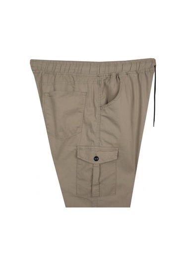 Kargo Cepli Büyük Beden Likralı Jogger Pantolon Bej