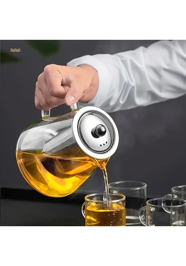 Fastbuy Turcoshop11 Mavi Cam Demlik Ve Fincan Seti, Isıya Dayanıklı Çay Yapım Kiti