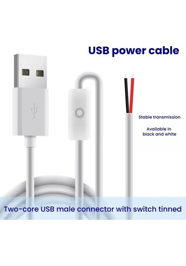 Sones 2 Pin Usb Güç Kablosu 501 Açma Kapama Kontrol Düğmesi Kablosu Led Dolgu Işığı Şeridi Bitki Işığı Güç Kablosu Siyah