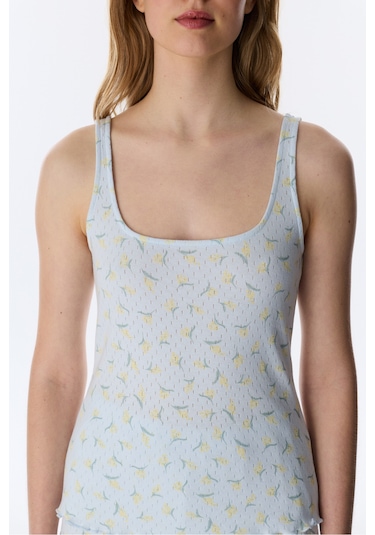 Penti Açık Mavi Flora Pointel Pamuklu Şortlu Pijama Takımı