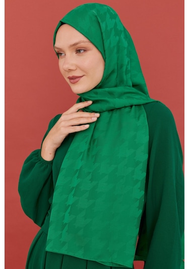 Mirsoy Scarf Kazayağı Desen İpeksi Jakar Şal - Benetton Yeşili Benetton Yeşili