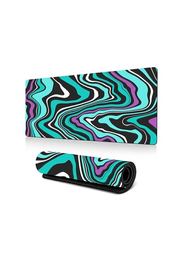 Cbtx 300 X 800 X 3mm Soyut Sıvı Desenli Kauçuk Mouse Pad Büyük Kaymaz Mouse Mat - Stil P