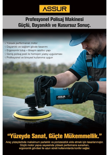 Assur ASR405-02-07 180 MM Pasta Cila Polisaj Zımpara Mavi