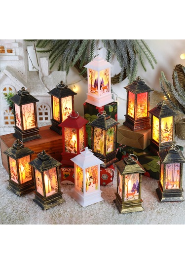 Konesam Küçük Beyaz Geyik Noel Feneri - Pvc Materyal, Sıcak Işık, Masaüstü/asma Dekorasyonu, Paketli Teslimat