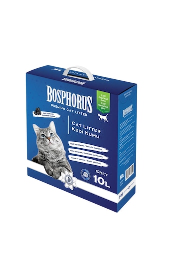 Bosphorus Aktif Karbonlu Topaklaşan Grey İnce Doğal Kedi Kumu 10 L
