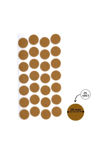 Hyk Group Mobilya Masa Sandalye Koltuk Ayağı Kaydırmaz Ses Önleyici Keçe Yapışkanlı 28 Mm 28 Adet Kahverengi