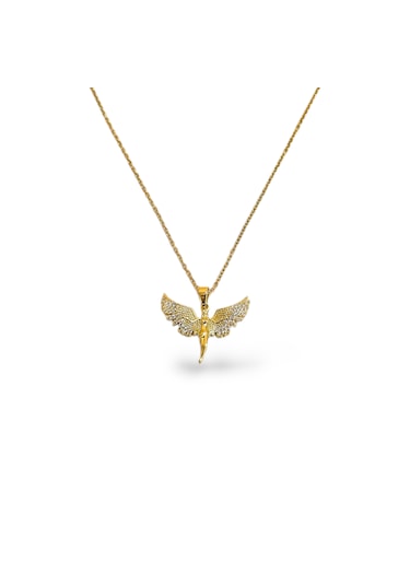 Glowy Aksesuar Melek Kanadı Çelik Kolye Altın