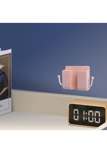 Homyl Duvara Monte Telefon Tutucu Modern Depolama Rafı Pembe