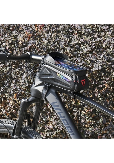 Wheel Up Su Geçirmez Bisiklet Üstü Ön Boru Çerçeve Çantası Büyük Kapasiteli 7 İnç Dokunmatik Ekran Telefon Çantası - Çok Renkli Yansıtıcı Çok Renkli