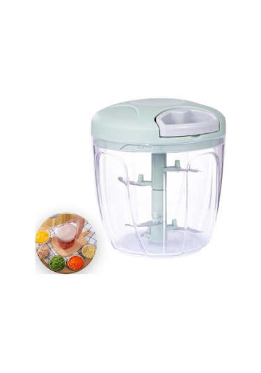 Monyee 420 Paslanmaz Çelik Bıçaklı El Çekmeli Yemek Dilimleyici, 900ml, Yeşil - Elektriksiz, Lehimli, Kolay Temizlenir, Kamp/rv Uygun Yeşil