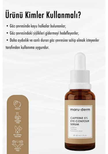 Maruderm Caffeine %5 + Peptides + Hyalüronik Asit Göz Çevresi Serumu 30 ML