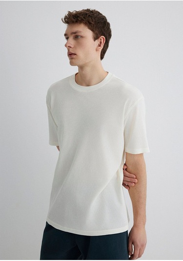 Mavi Erkek Kısa Kol Tişört Kırık Beyaz 0612724-70057 Beyaz