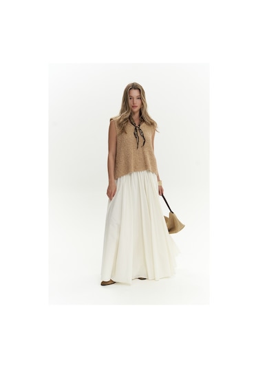 Mai Collection Mai Studios Co. Knitle Rahat Kalıp Triko Tarçın Crop Tarçın