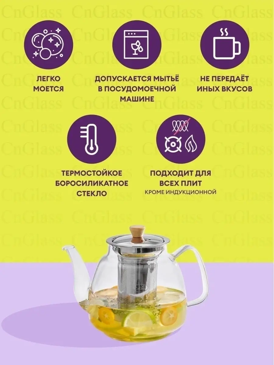 Cnglass Çıkarılabilir Filtreli 1100 Ml Cam Demleme Çaydanlık 21406158 Beyaz