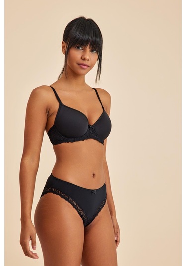 Luna Siyah Dantelli Slip Külot Siyah