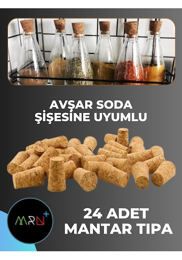 Mirvano 24 Adet, Avşar Soda Şişesi Uyumlu Mantar, Konik Mantar, Tıpa