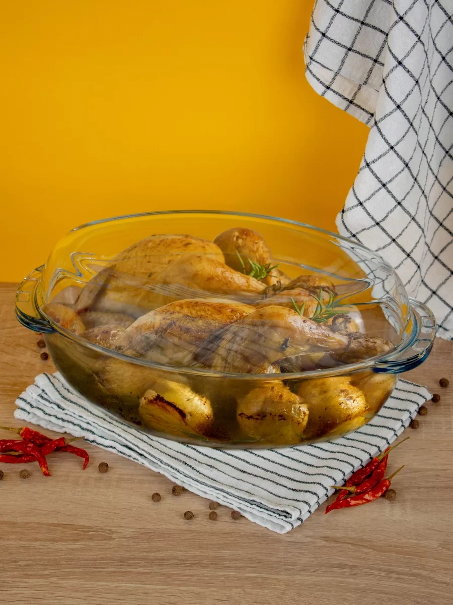 Borcam Cam Fırın Kabı, Kapaklı, 2,9 L + 1,8 L Set 9218398 Beyaz