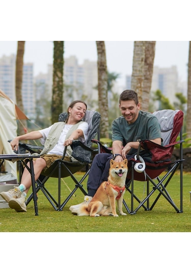 Kingcamp Juniper Bel Destekli Ultra Konforlu Xl Kamp Sandalyesi Red/grey Gri - Kırmızı