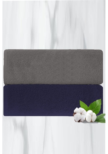 2 Li Lüks El Yüz Havlu Seti 50x90 Cm %100 Pamuklu Gramajlı Grinja Lacivert