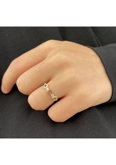 Çıtır Kalpler Altın Yüzük (514016543)