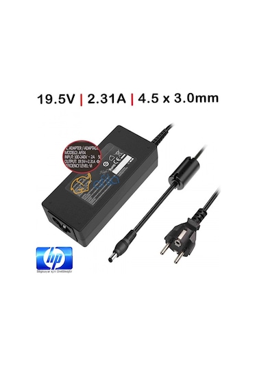 HP Uyumlu 19.5V 2.31A / 4.5*3.0mm Notebook Adaptör 45W Mavi Uc RNA-HC14