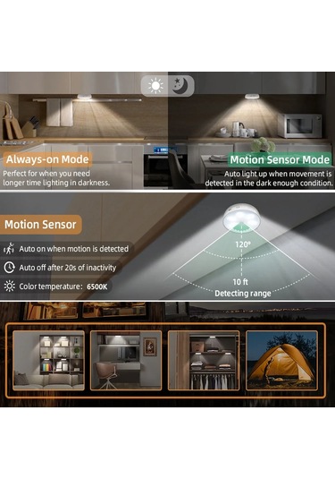 Vkemall 3500k Isınma Led'li Hareket Sensörlü Akıllı Gece Lambası - Usb Şarjlı, Uzak Kumanda İle Parlaklık Ayarlamalı Ve Zamanlayıcı, Manyetik Montajlı Dolap/staircase Lambası Beyaz