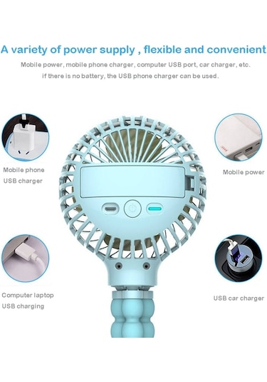 Cbtx Ahtapot Deforme Karikatür Katlanır Usb Şarj Edilebilir Mini El Fanı Mavi