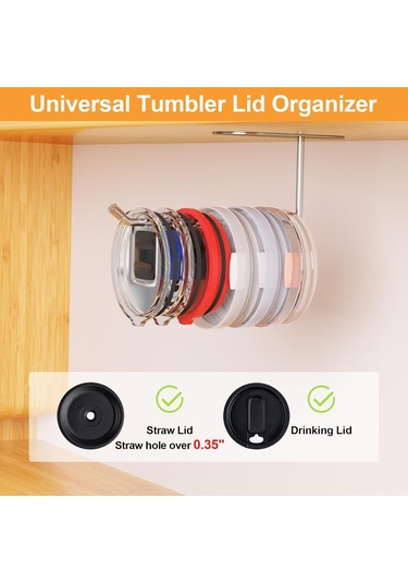 Qingmipy Yatay Kapak Düzenleyici - Kendinden Yapışkanlı, Çoklu Kapak Tutucu, Mutfak Düzenleme Çözümü, Çelik, Gümüş Gümüş