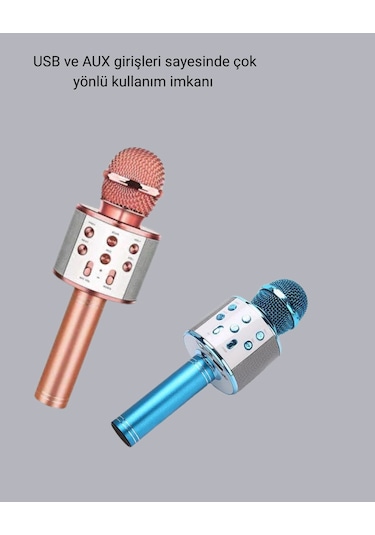 Taşınabilir Karaoke Mikrofon Bluetooth, Usb Ve Aux Girişli