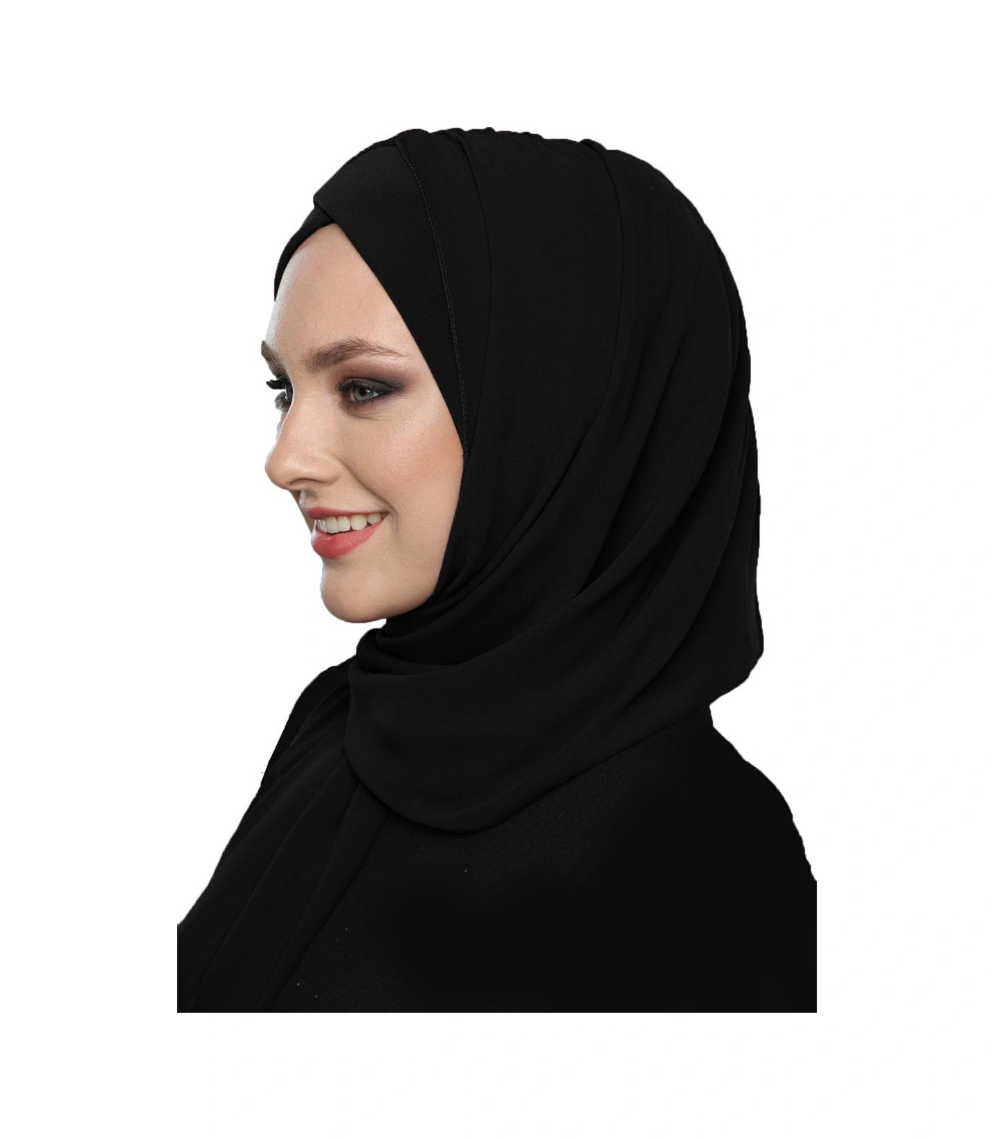 Şallı Takmatik Sade Siyah Hazır Türban Tesettür Bone Namaz Örtüsü Siyah