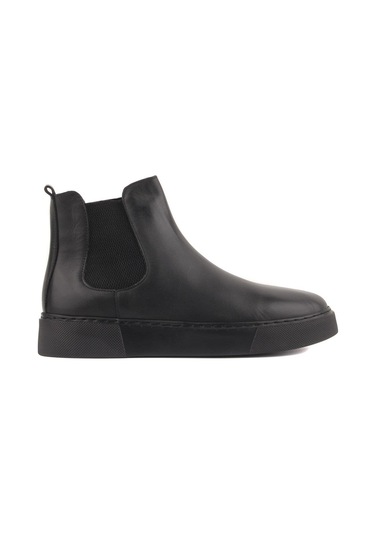 Shoetyle - Siyah Hakiki Deri Erkek Chelsea Bot - Siyah Taban - 250-041 -1163 Siyah